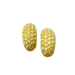 CHRISTIAN DIOR GOLD PLATED HALF MOON CRYSTAL EARRINGS.
